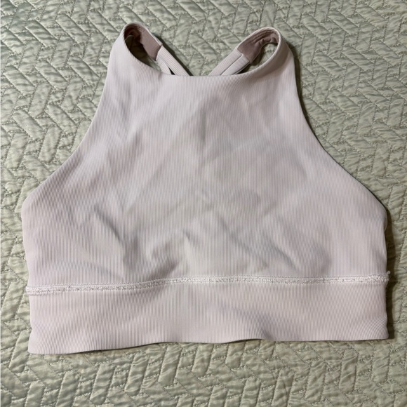 White ribbed lululemon high neck long line energy bra - Picture 3 of 7